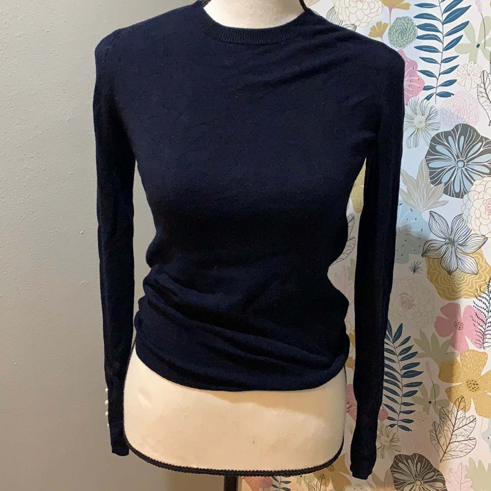 NWOT Zara navy sweater with pearl buttons. GORGEOUS and super soft